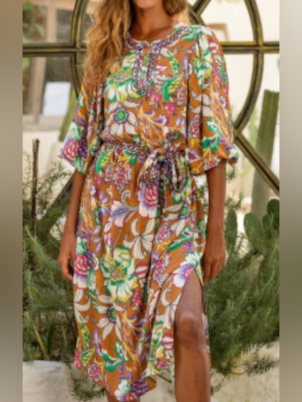 MISS JUNE Paris NEW Margot vibrant floral paisley resort boho maxi dress OSFA